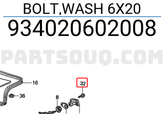 Honda 934020602008 BOLT,WASH 6X20