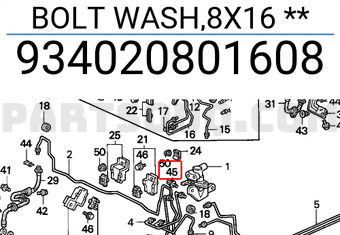 Honda 934020801608 BOLT WASH,8X16 **