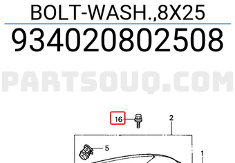 Honda 934020802508 BOLT-WASH.,8X25