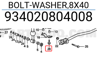 Honda 934020804008 BOLT-WASHER,8X40