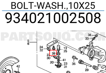 Honda 934021002508 BOLT-WASH.,10X25