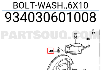 Honda 934030601008 BOLT-WASH.,6X10