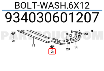 Honda 934030601207 BOLT-WASH,6X12