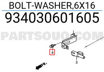 Honda 934030601605 BOLT-WASHER,6X16