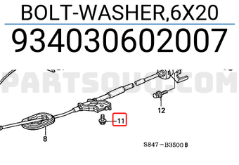 Honda 934030602007 BOLT-WASHER,6X20