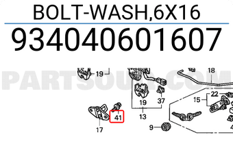 Honda 934040601607 BOLT-WASH,6X16