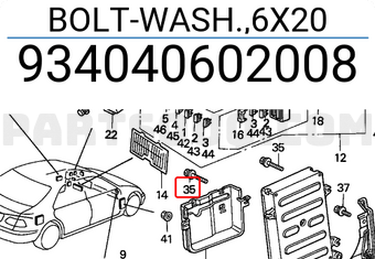 Honda 934040602008 BOLT-WASH.,6X20