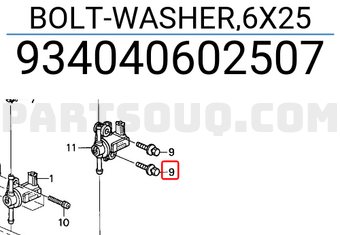 Honda 934040602507 BOLT-WASHER,6X25