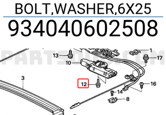 Honda 934040602508 BOLT,WASHER,6X25