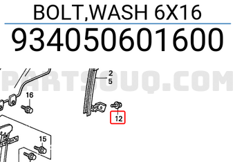 Honda 934050601600 BOLT,WASH 6X16