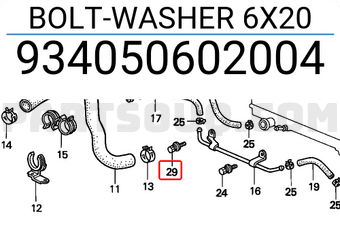 Honda 934050602004 BOLT-WASHER 6X20