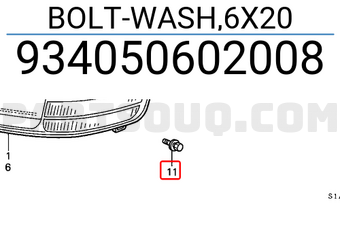 Honda 934050602008 BOLT-WASH,6X20