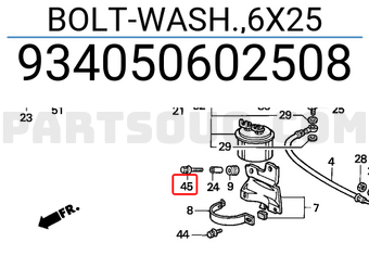Honda 934050602508 BOLT-WASH.,6X25