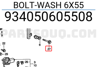 Honda 934050605508 BOLT-WASH 6X55