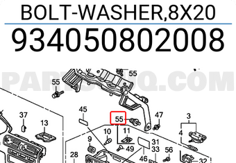 Honda 934050802008 BOLT-WASHER,8X20