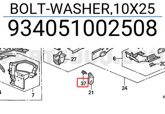 Honda 934051002508 BOLT-WASHER,10X25