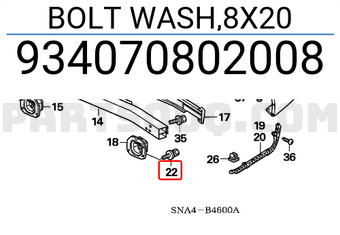 Honda 934070802008 BOLT WASH,8X20
