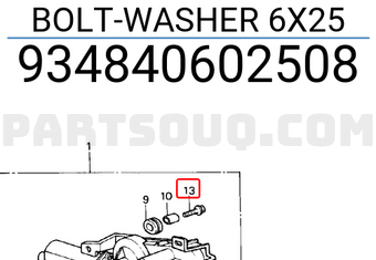 Honda 934840602508 BOLT-WASHER 6X25