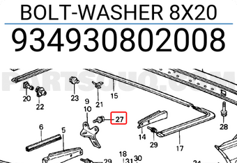 Honda 934930802008 BOLT-WASHER 8X20