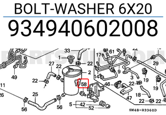 Honda 934940602008 BOLT-WASHER 6X20