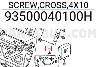 Honda 93500040100H SCREW,CROSS,4X10