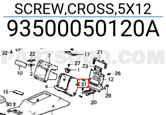 Honda 93500050120A SCREW,CROSS,5X12