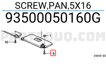 Honda 93500050160G SCREW,PAN,5X16