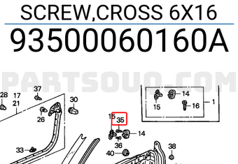 Honda 93500060160A SCREW,CROSS 6X16
