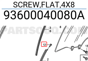 Honda 93600040080A SCREW,FLAT,4X8