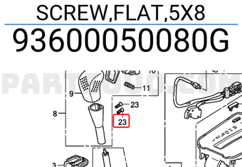 Honda 93600050080G SCREW,FLAT,5X8