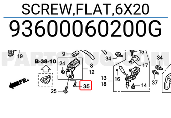 Honda 93600060200G SCREW,FLAT,6X20