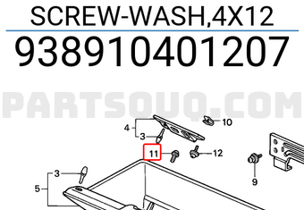 Honda 938910401207 SCREW-WASH,4X12