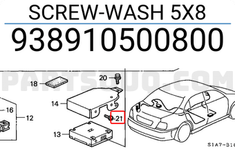 Honda 938910500800 SCREW-WASH 5X8