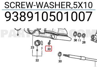 Honda 938910501007 SCREW-WASHER,5X10