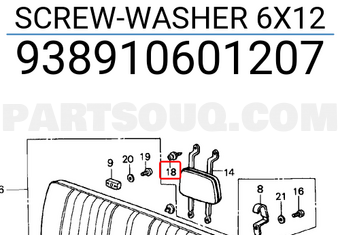 Honda 938910601207 SCREW-WASHER 6X12