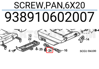 Honda 938910602007 SCREW,PAN,6X20