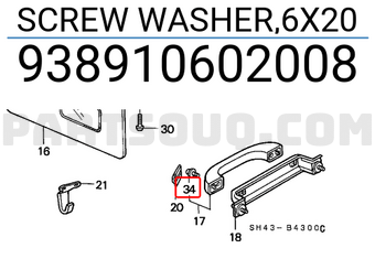 Honda 938910602008 SCREW WASHER,6X20