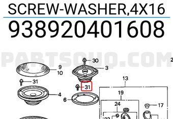 Honda 938920401608 SCREW-WASHER,4X16