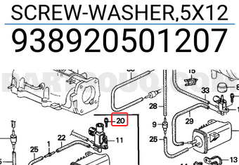 Honda 938920501207 SCREW-WASHER,5X12