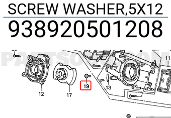Honda 938920501208 SCREW WASHER,5X12