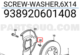 Honda 938920601408 SCREW-WASHER,6X14