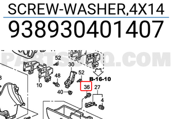 Honda 938930401407 SCREW-WASHER,4X14