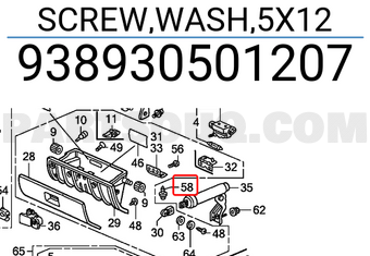 Honda 938930501207 SCREW,WASH,5X12