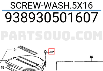 Honda 938930501607 SCREW-WASH,5X16