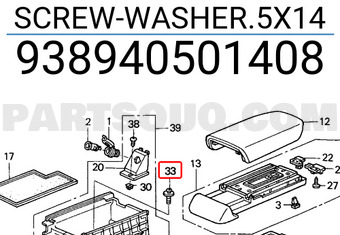 Honda 938940501408 SCREW-WASHER.5X14