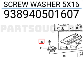 Honda 938940501607 SCREW WASHER 5X16