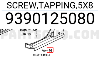 Honda 9390125080 SCREW,TAPPING,5X8