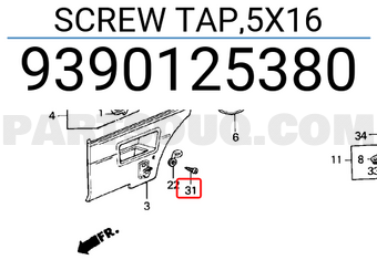 Honda 9390125380 SCREW TAP,5X16