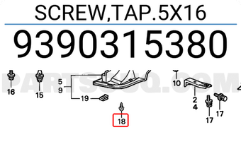 Honda 9390315380 SCREW,TAP.5X16