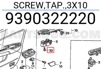 Honda 9390322220 SCREW,TAP.,3X10